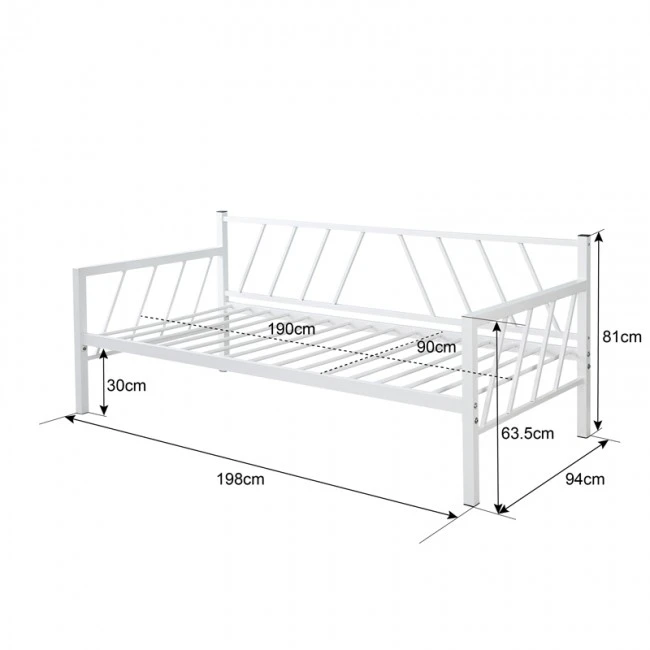 Bed-Sofa Remmie pakoworld metal in white 90x190cm