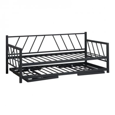 Bed-Sofa Remmie pakoworld metal in black shade 90x190cm