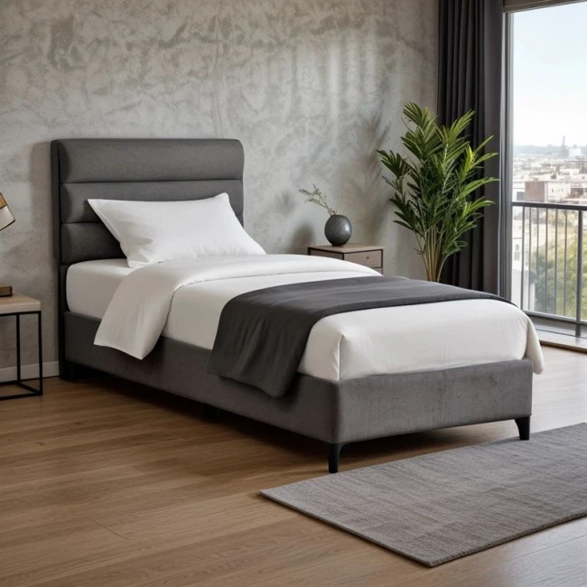 Limit pakoworld fabric bed in anthracite shade 120x200cm