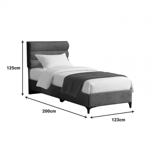 Limit pakoworld fabric bed in anthracite shade 120x200cm