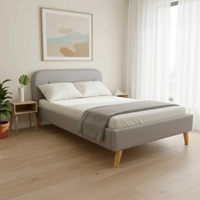 LumiLux pakoworld bed grey fabric, 160x200cm