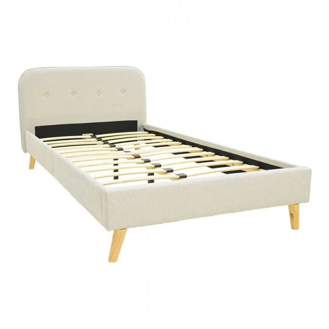 LumiLux pakoworld bed beige fabric, 100x200cm