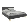 Mago pakoworld bed dark grey color fabric with natural color wood leg 160x200cm