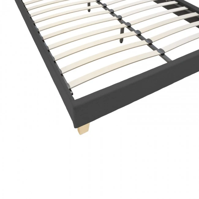 Mago pakoworld bed dark grey color fabric with natural color wood leg 160x200cm