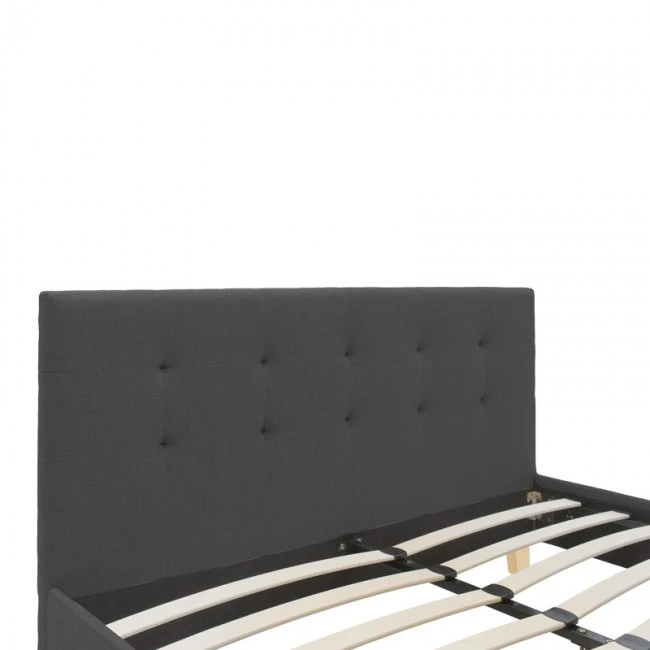 Mago pakoworld bed dark grey color fabric with natural color wood leg 160x200cm