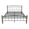 Queen size bed Mandy pakoworld walnut color wood-black metal 150x200cm