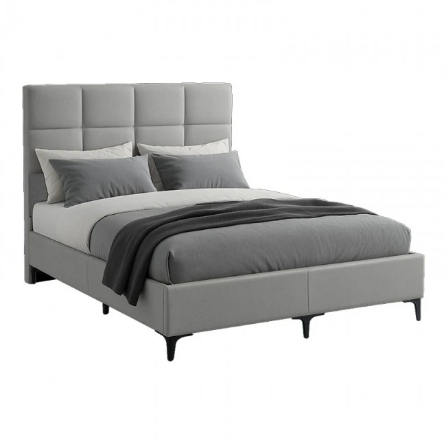 Melei pakoworld fabric bed in light grey shade 160x200cm