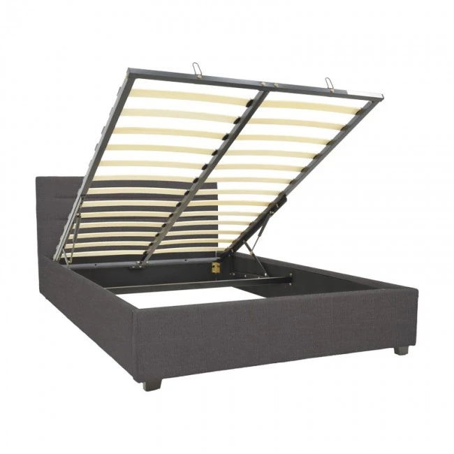 Molito pakoworld bed in dark grey color fabric with storage space 120x200cm