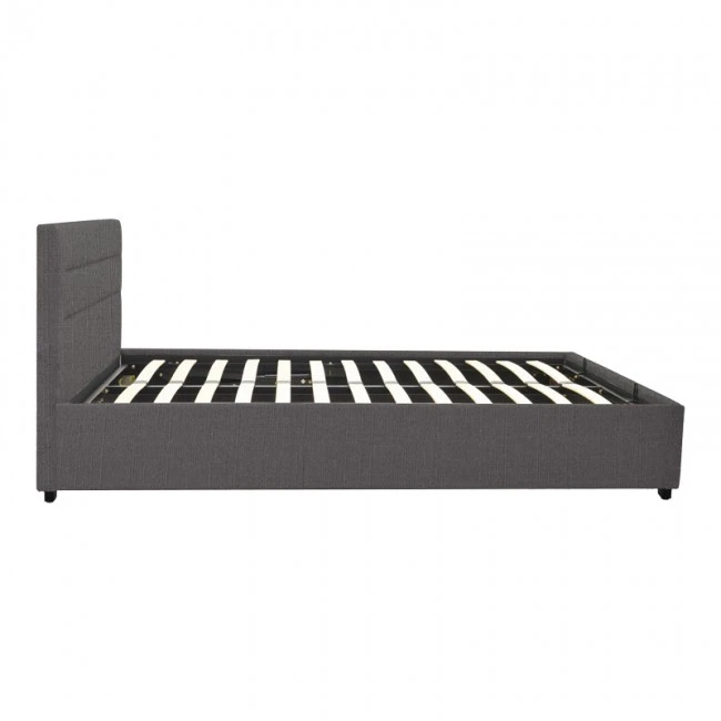 Molito pakoworld bed in dark grey color fabric with storage space 120x200cm