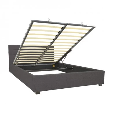 Molito pakoworld bed in dark grey color fabric with storage space 160x200cm