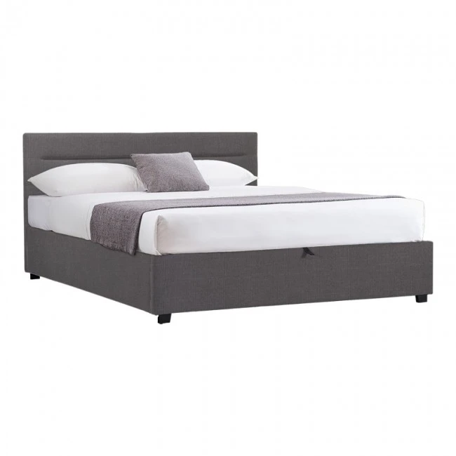 Molito pakoworld bed in dark grey color fabric with storage space 160x200cm