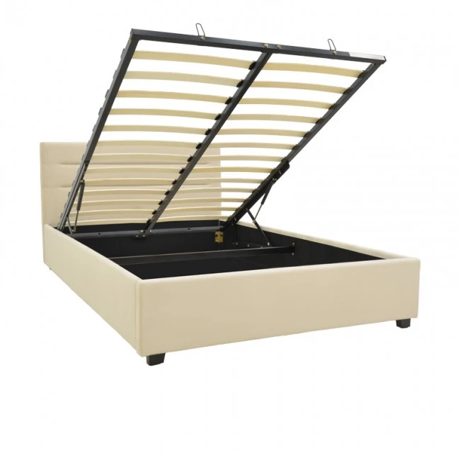 Molito pakoworld velvet bed in ecru shade with storage space 120x200cm