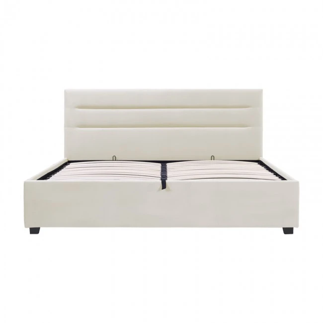 Molito pakoworld velvet bed in ecru shade with storage space 150x200cm