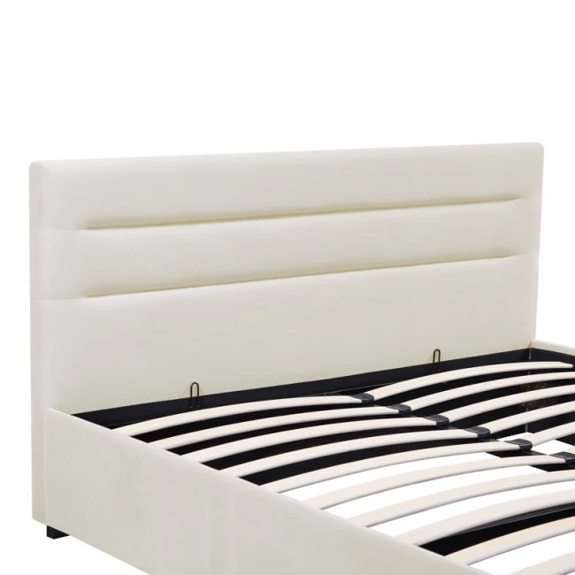 Molito pakoworld velvet bed in ecru shade with storage space 150x200cm