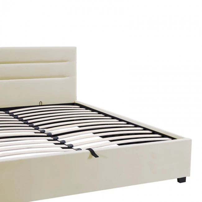 Molito pakoworld velvet bed in ecru shade with storage space 150x200cm