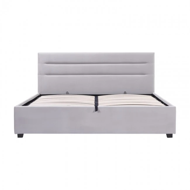 Molito pakoworld velvet bed in gray shade with storage space 150x200cm
