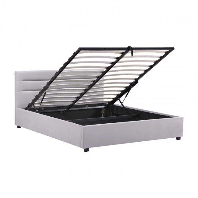 Molito pakoworld velvet bed in gray shade with storage space 150x200cm