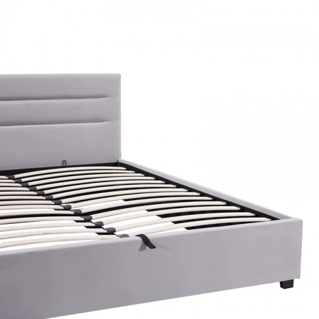 Molito pakoworld velvet bed in gray shade with storage space 150x200cm