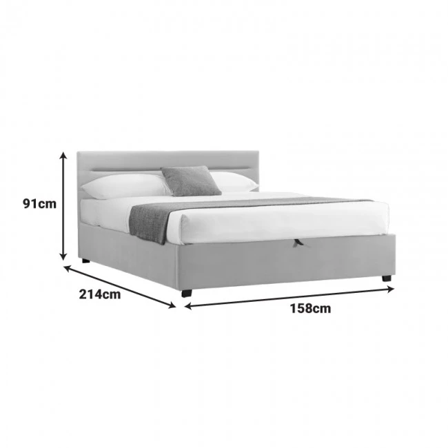 Molito pakoworld velvet bed in gray shade with storage space 150x200cm