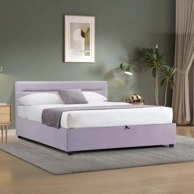 Double bed Molito pakoworld velvet in light grey color with storage160x200cm