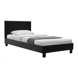 Κρεβάτι Nevil pakoworld 100x200 PU χρώμα μαύρο ματ