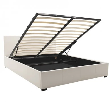 Double bed Norse pakoworld PU with storage space in white matte 160x200cm