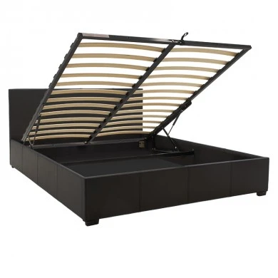 Double bed Norse pakoworld PU with storage in black matte 160x200cm