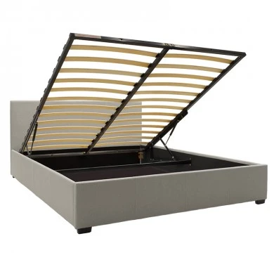 Double bed Norse pakoworld with storage in grey fabric 160x200cm