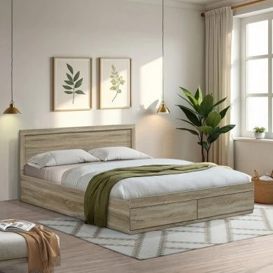 Bed Olympus pakoworld with drawer in sonoma color 160x200cm