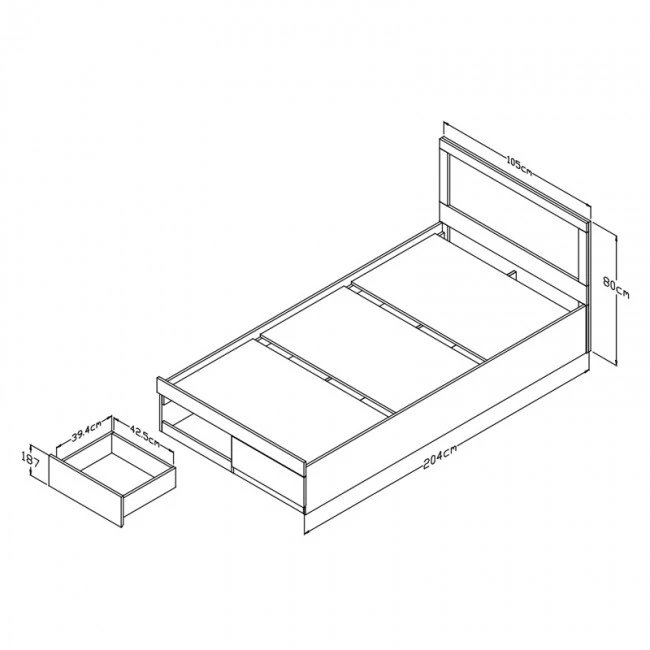 Bed Olympus pakoworld with drawer in wenge color 100x200cm