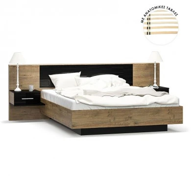 Double bed Romilly pakoworld color black gloss-walnut 160x200cm