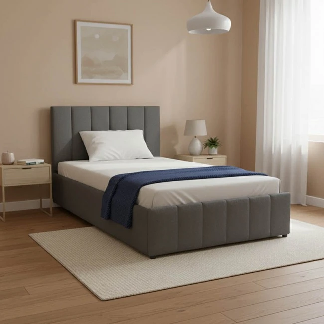 Snuggle  pakoworld bed with storage space, velvet, anthracite 120x200cm