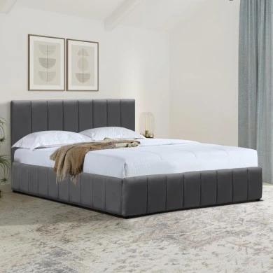 Snuggle  pakoworld bed with storage space, velvet, anthracite 160x200cm