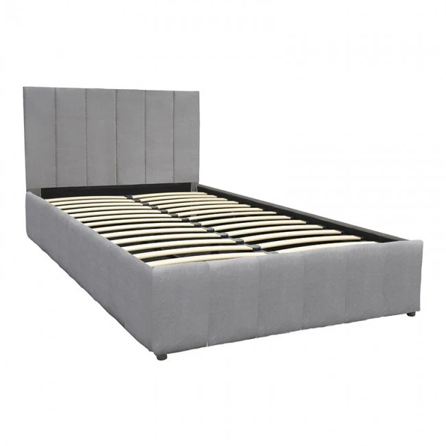 Snuggle  pakoworld bed with storage space, velvet, grey 120x200cm