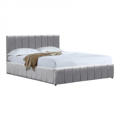 Snuggle  pakoworld bed with storage space, velvet, grey 160x200cm