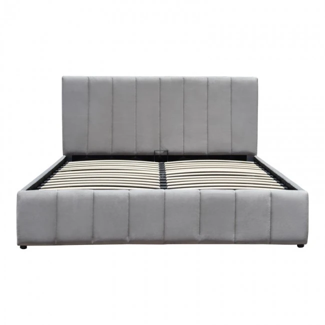 Snuggle  pakoworld bed with storage space, velvet, grey 160x200cm