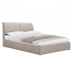 Double bed Violaine pakoworld fabric beige with storage 160x200cm