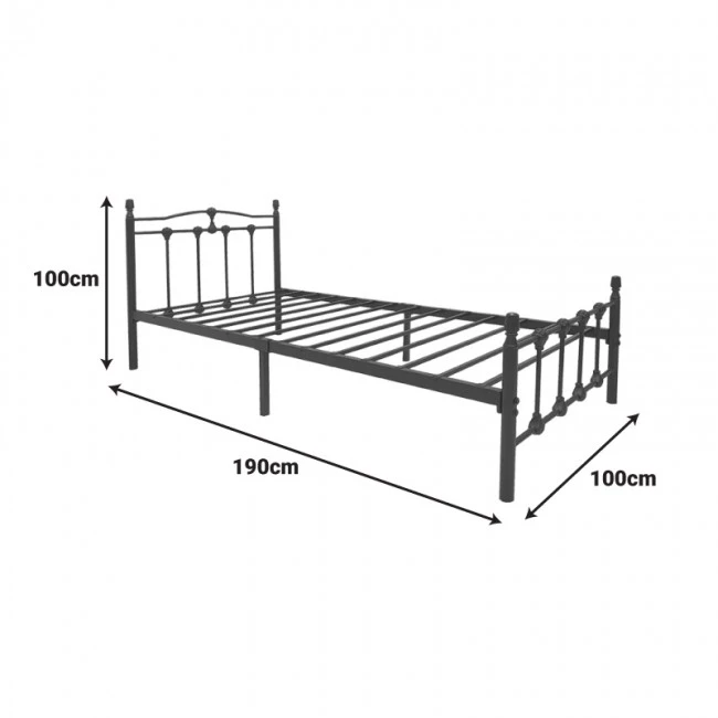 Wotso pakoworld metal bed in black shade 90x190cm