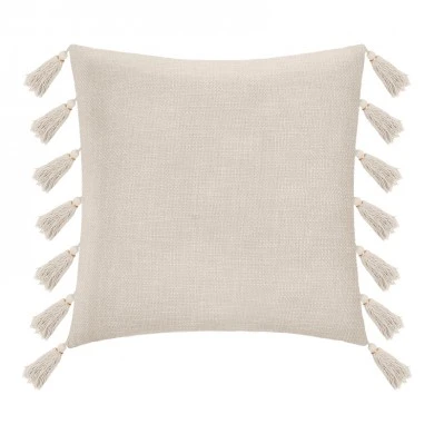 Deco cushion with fringes Erden pakoworld in ivory color 50x50cm