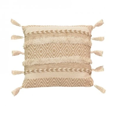 Cushion Labrinth Inart beige-ecru fabric 45x45x2.5cm