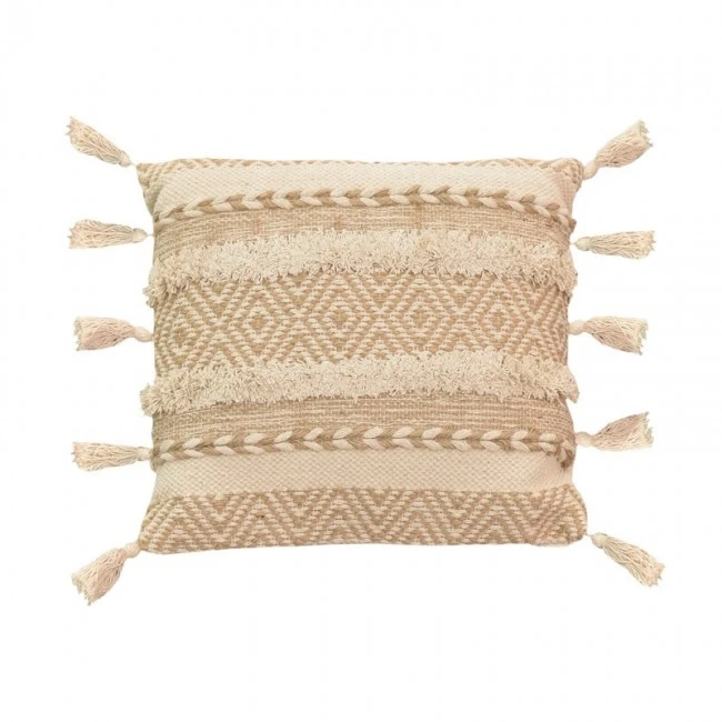 Cushion Labrinth Inart beige-ecru fabric 45χ45x2.5cm