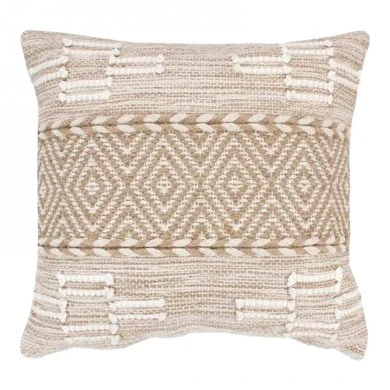 Mitto Inart jute-cotton cushion in beige-white shade 45x45x2cm