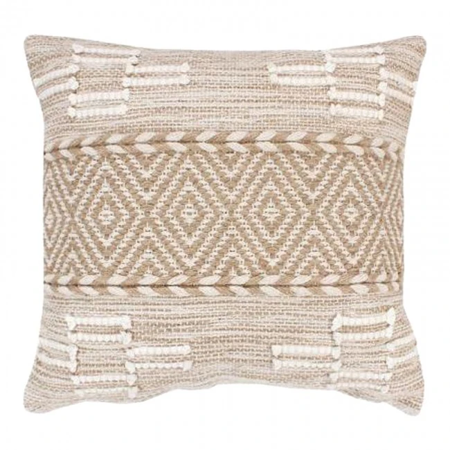 Mitto Inart jute-cotton cushion in beige-white shade 45x45x2cm