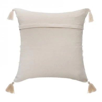 Deco cushion with fringes Polat pakoworld in beige color 59x59cm