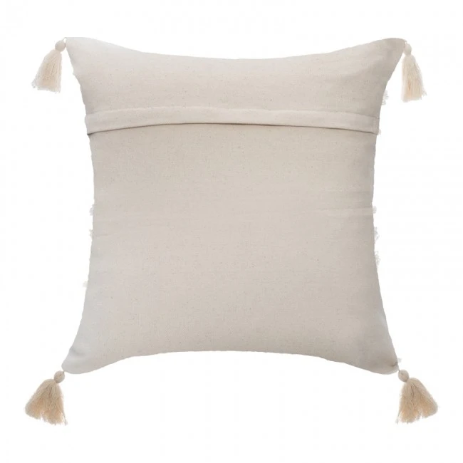 Deco cushion with fringes Polat pakoworld in beige color 59x59cm