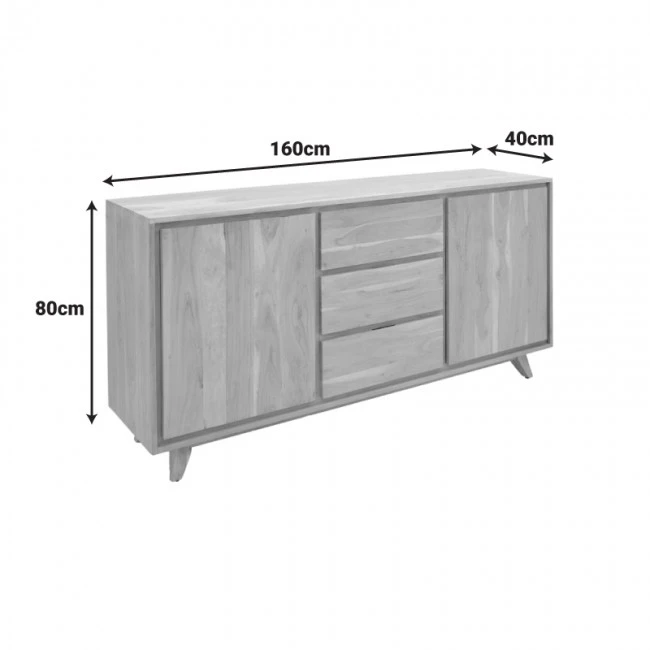 Emira pakoworld buffet, acacia wood in natural shade, 160x40x80cm