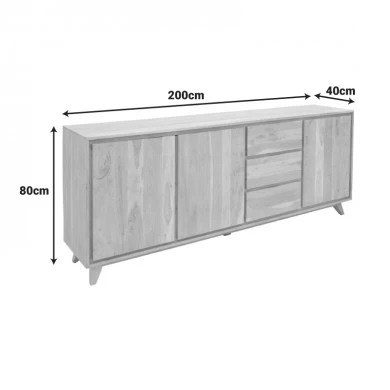 Emira pakoworld buffet, acacia wood in natural shade, 200x40x80cm