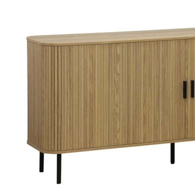 Buffet Scandi pakoworld MDF natural color with black metal legs 170x45x80cm