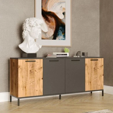 Buffer Kermit pakoworld dark grey-oak color 160x40x72cm