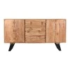 Buffet Leontina pakoworld solid acacia wood in natural color and black metal leg 150x45x86cm